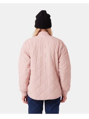 Roxy Women's Medium Aurora Quilted Bomber Pink Rose NWT Oversized Jacket Sherpa